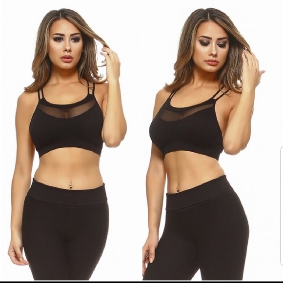 Designer strappy mesh sports bra - Picture 2 of 4